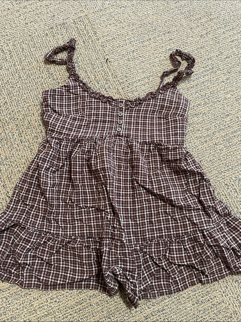 Hollister XS Babydoll brown gingham top